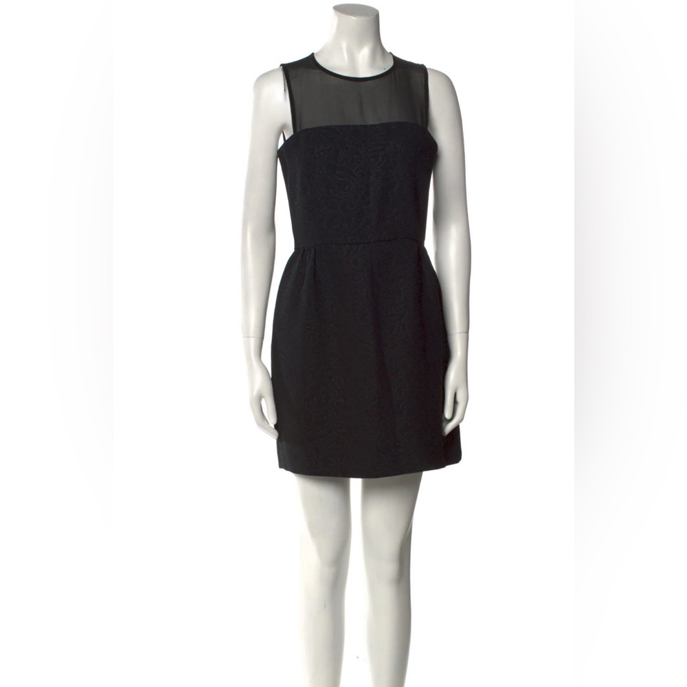 Sandro Black Mesh Panel Mini Dress